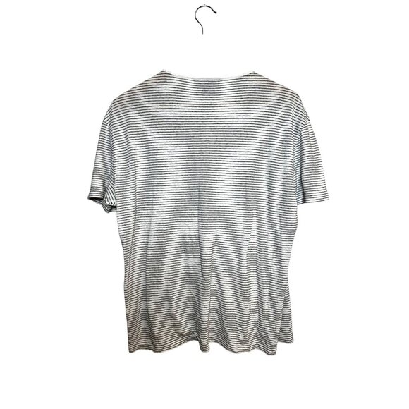 John Varvatos Linen Blend Striped Henley Shirt Men’s Large – Black White Casual - Picture 3 of 6